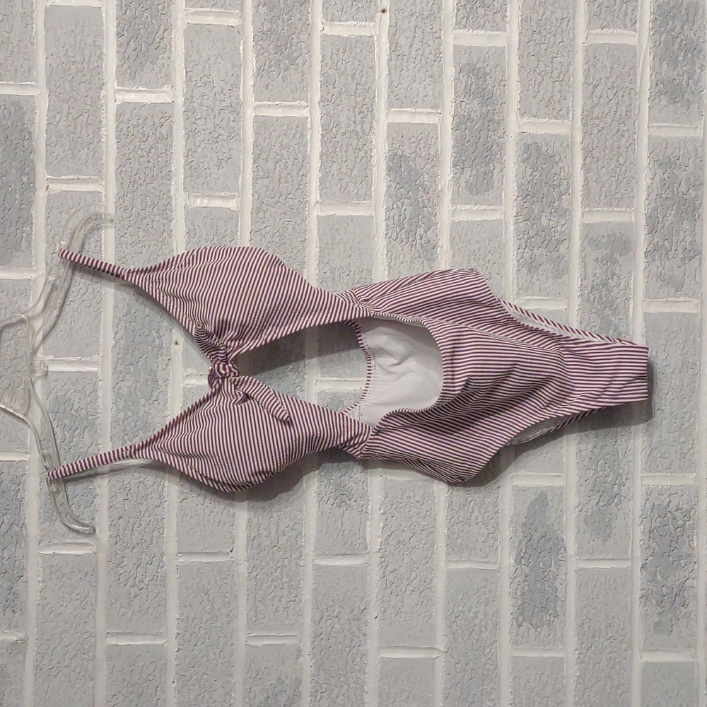 Hot Water Women's Wild Cherry (Red) and White Striped Monokini Size Medium